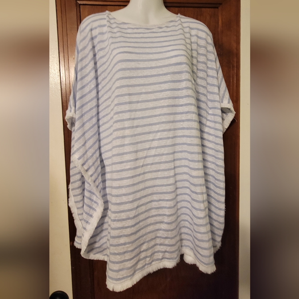 New J Jill Blue White Striped Beach Coverup